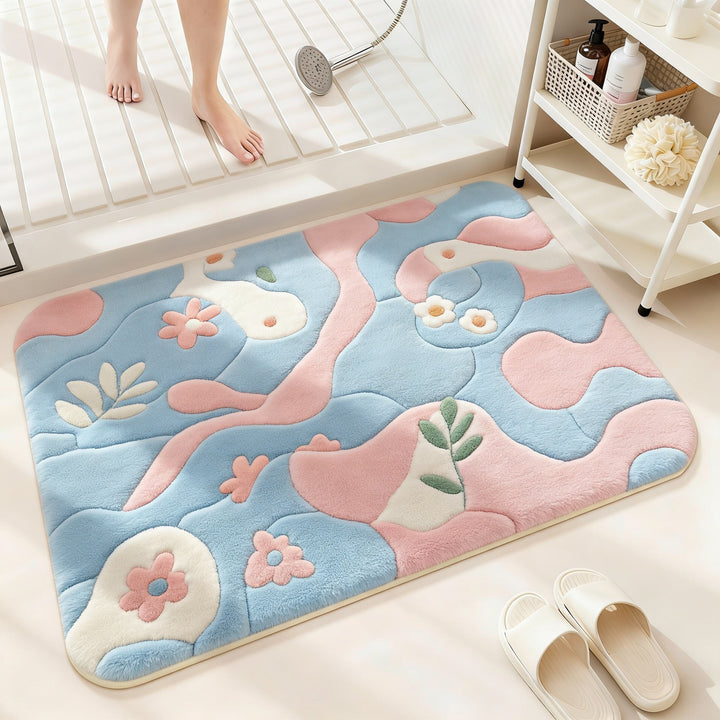 Floral Pattern Bath Rug