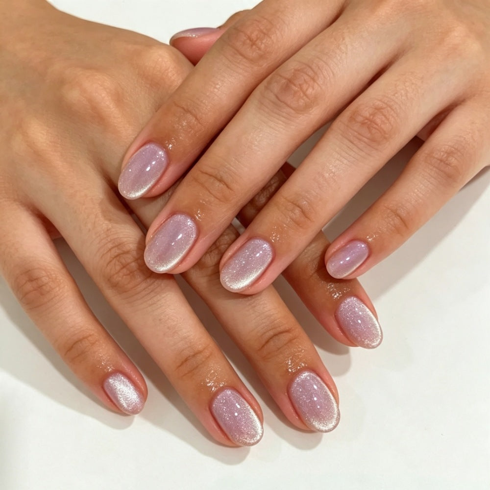 Elegant Artificial Nails with Shimmering Ombre Effect Stornfield