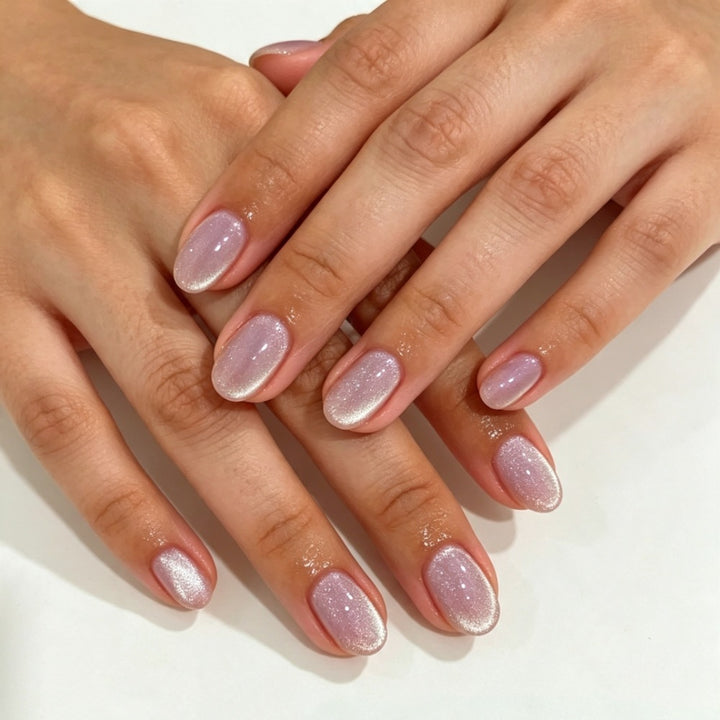 Elegant Artificial Nails with Shimmering Ombre Effect Stornfield