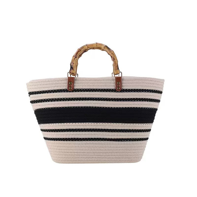 Practical beach bag with bamboo handles Stornfield