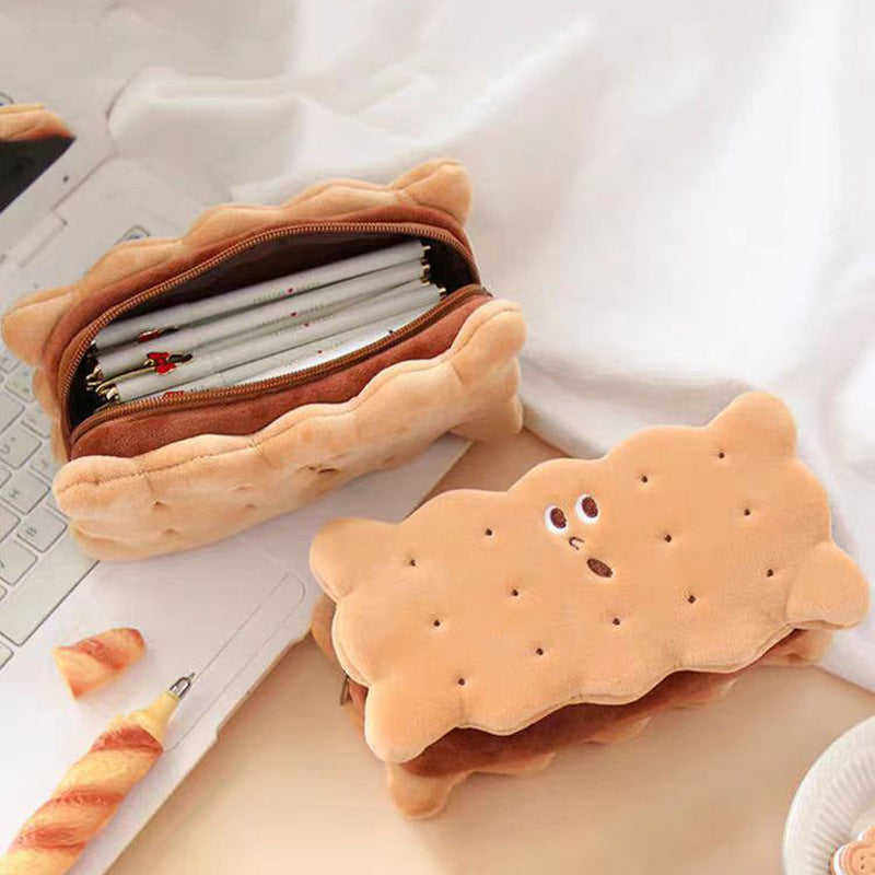 Plush Cookie-Shaped Pencil Case
