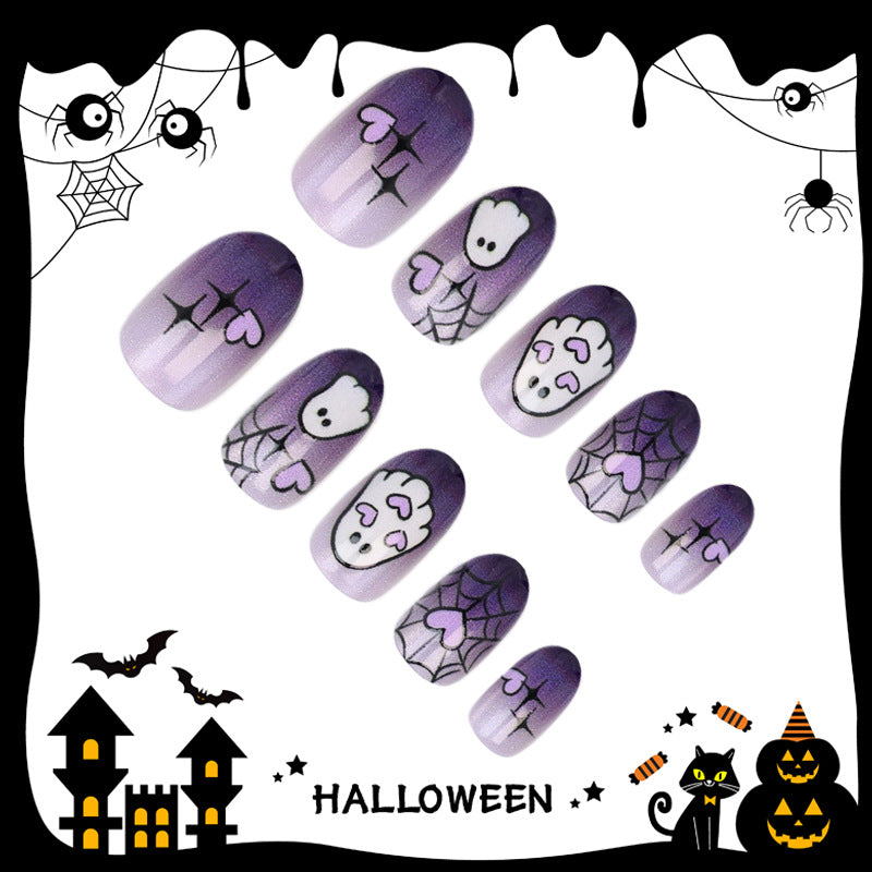 Halloween Artificial Nail Set with Ghost and Spider Designs Stornfield