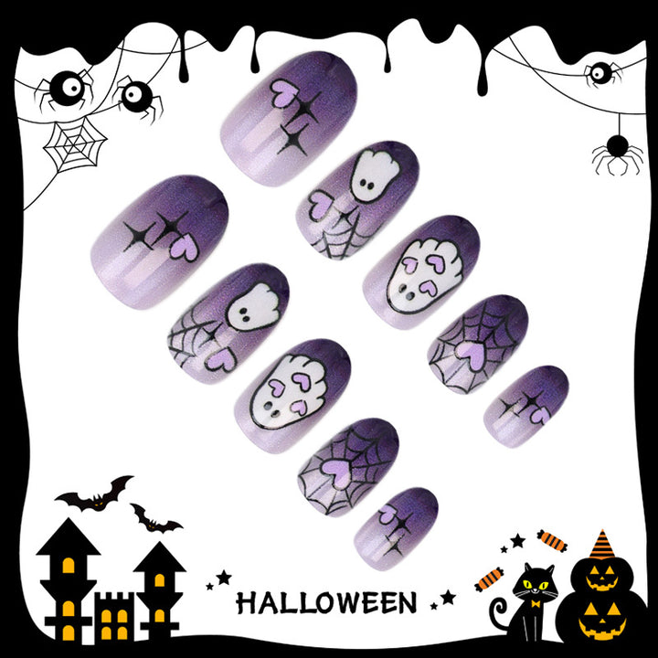 Halloween Artificial Nail Set with Ghost and Spider Designs Stornfield