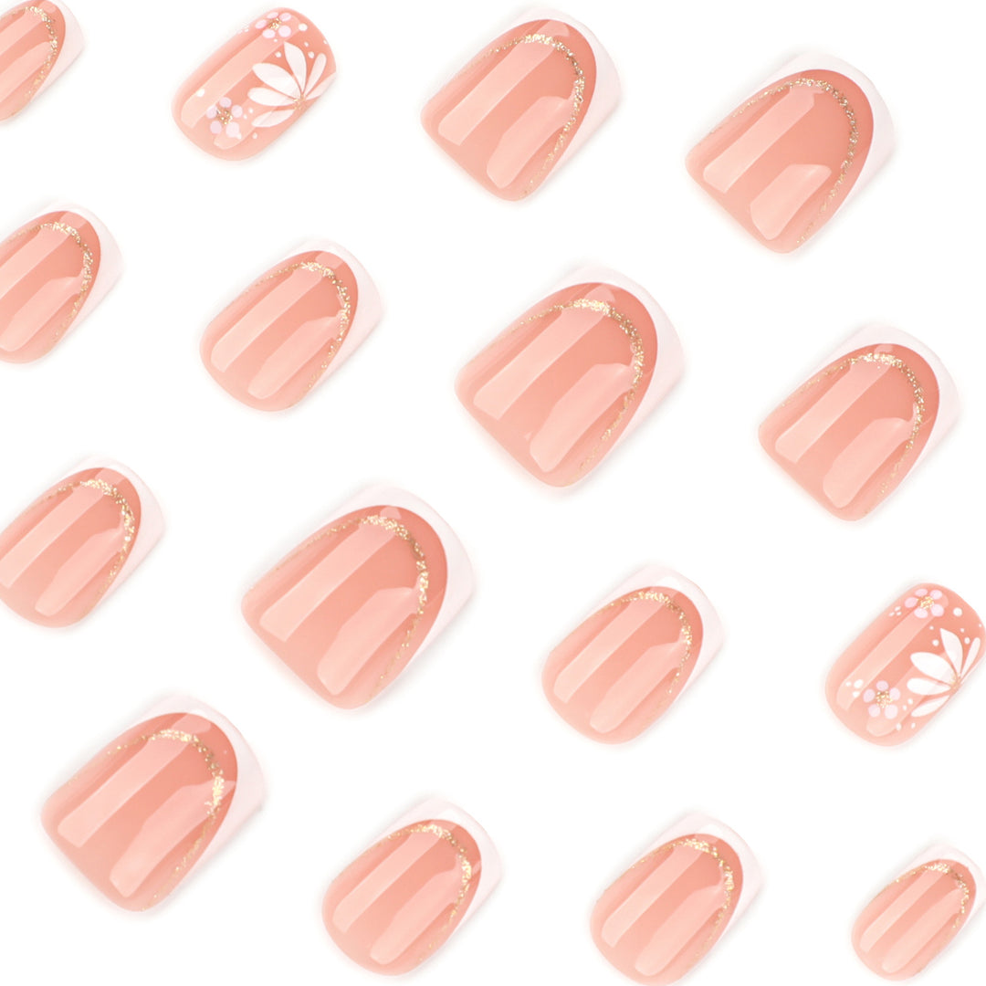 Artistic nail extensions with floral design and elegant accents Stornfield
