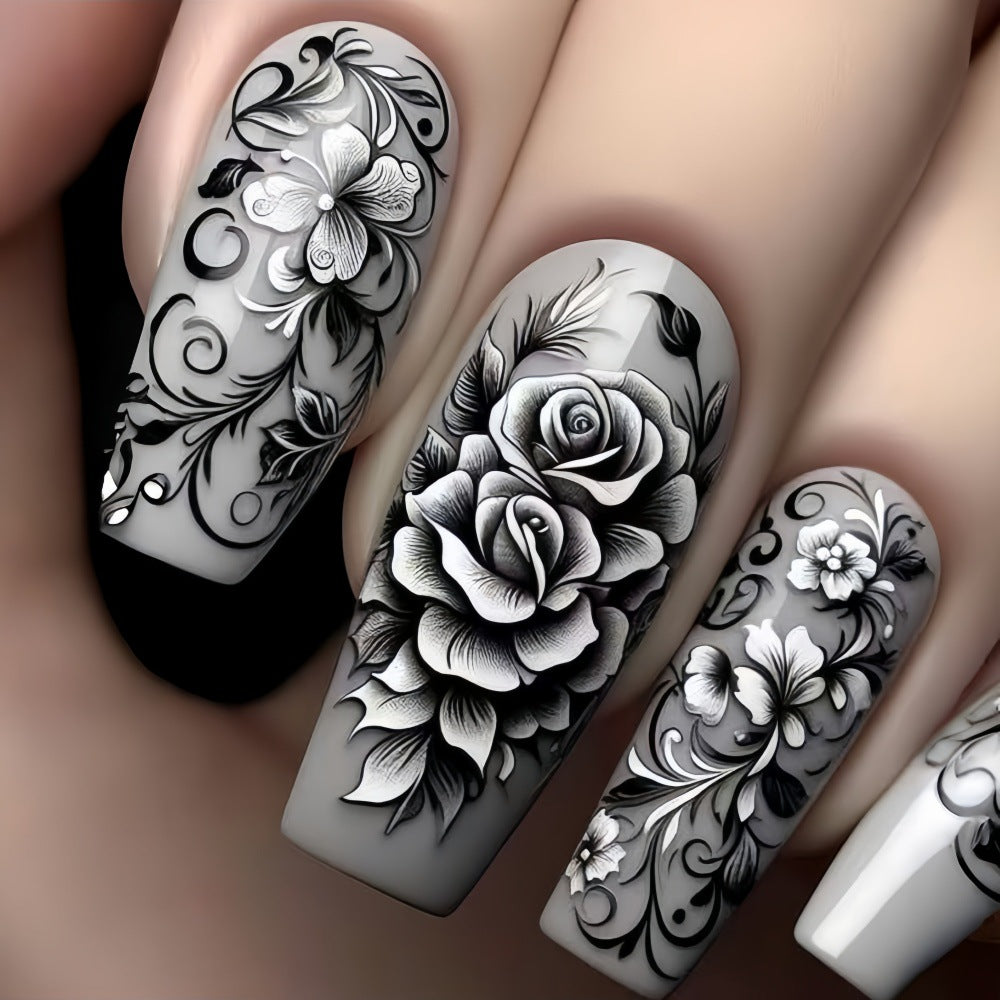 Artificial nails with floral designs Stornfield