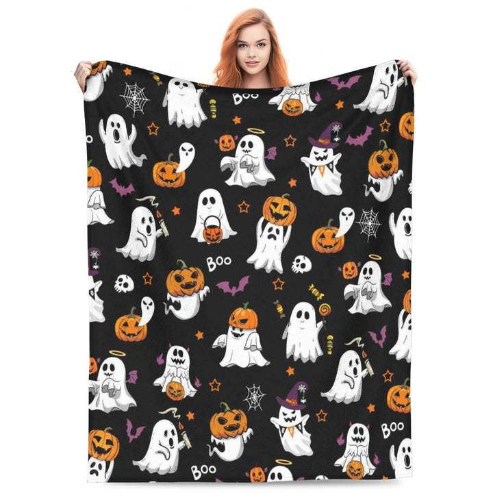 Halloween-Themed Cozy Fleece Blanket