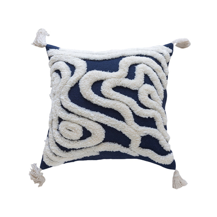 Decorative Tufted Sherpa Accent Throw Pillow with Tassel Corners