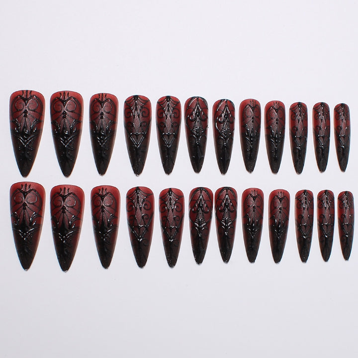 Artificial nail tips with Gothic design and filigree patterns Stornfield