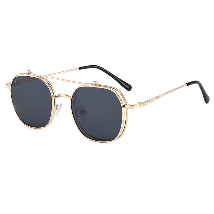 Women's geometric oversized sunglasses with elegant golden frame Stornfield