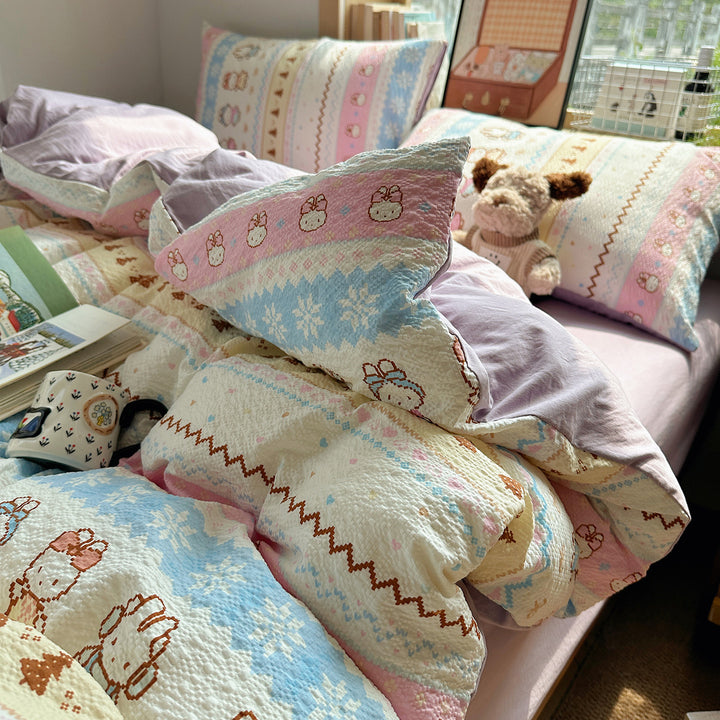Playful Cartoon Dog Themed Bedding Set