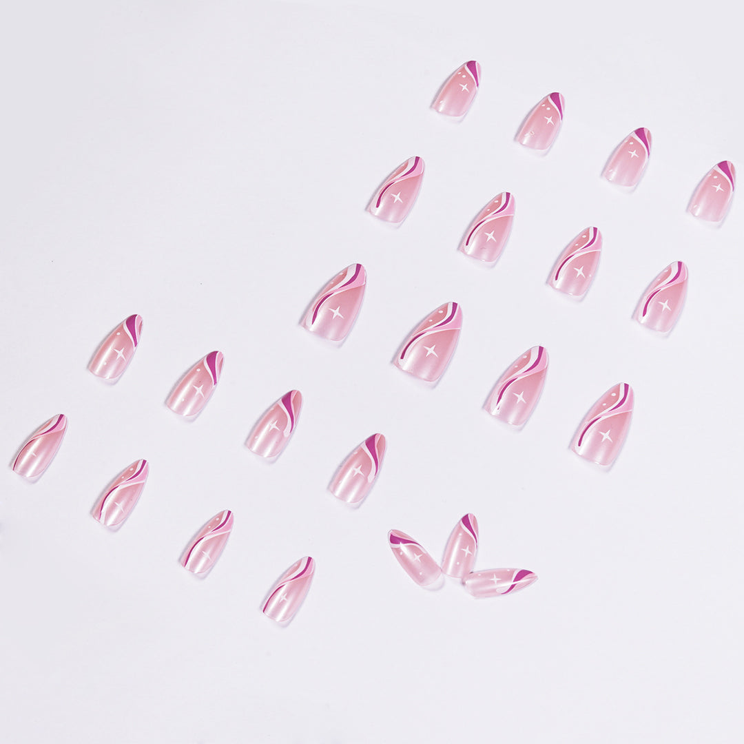 Elegant artistic nail extensions with delicate gradient and accented lines Stornfield