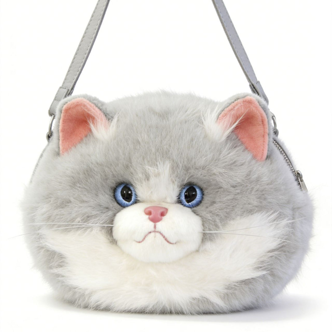 Playful Plush Cat-Themed Crossbody Bag Stornfield