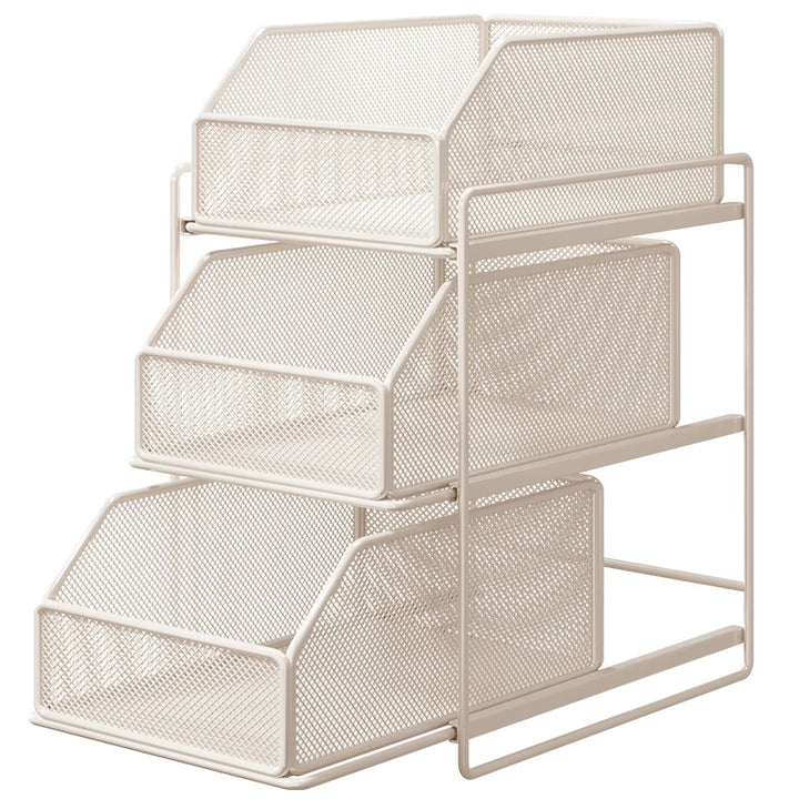 Double-Tier Sliding Wire Mesh Closet Drawer Organizer with Raised Frame