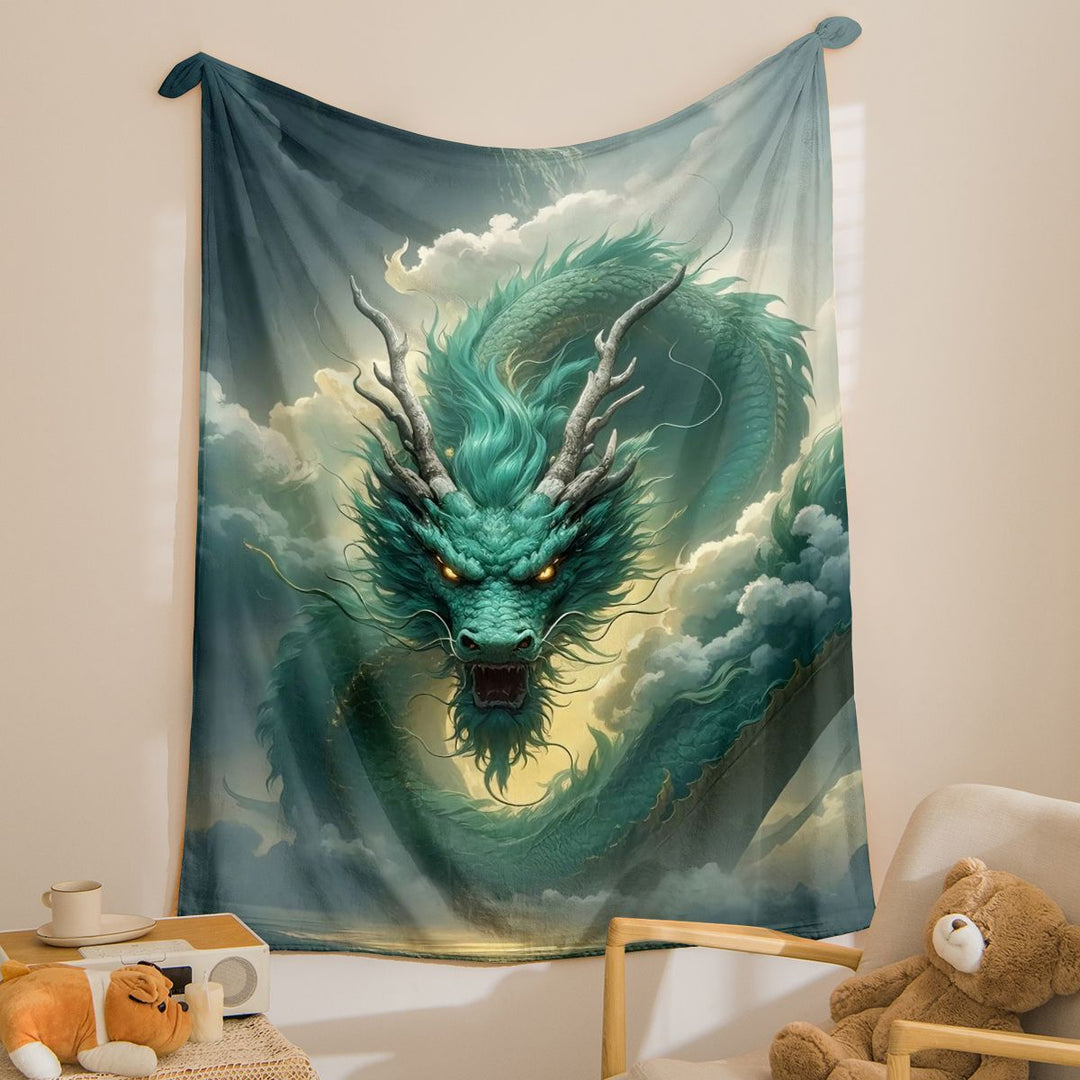 Artistic Dragon Print Throw Blanket