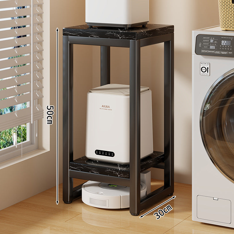 Narrow Two-Tier Metal Appliance Stand with Faux Marble Shelves