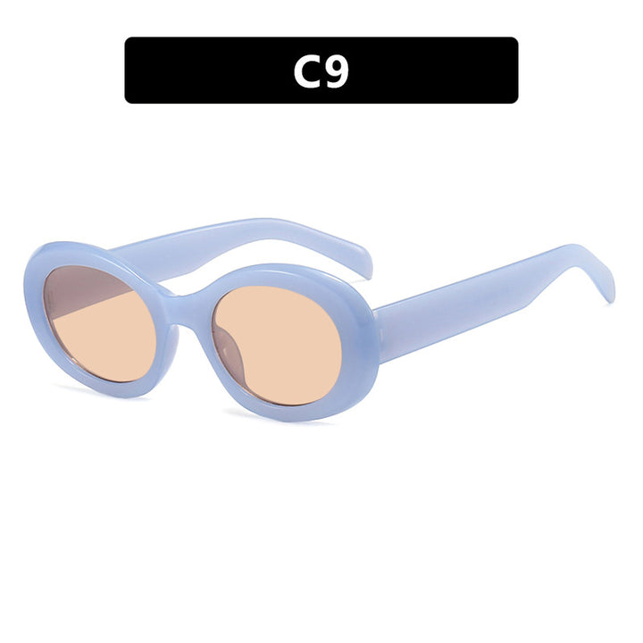Women's fashionable sunglasses in original oval design with transparent frame and UV protection Stornfield