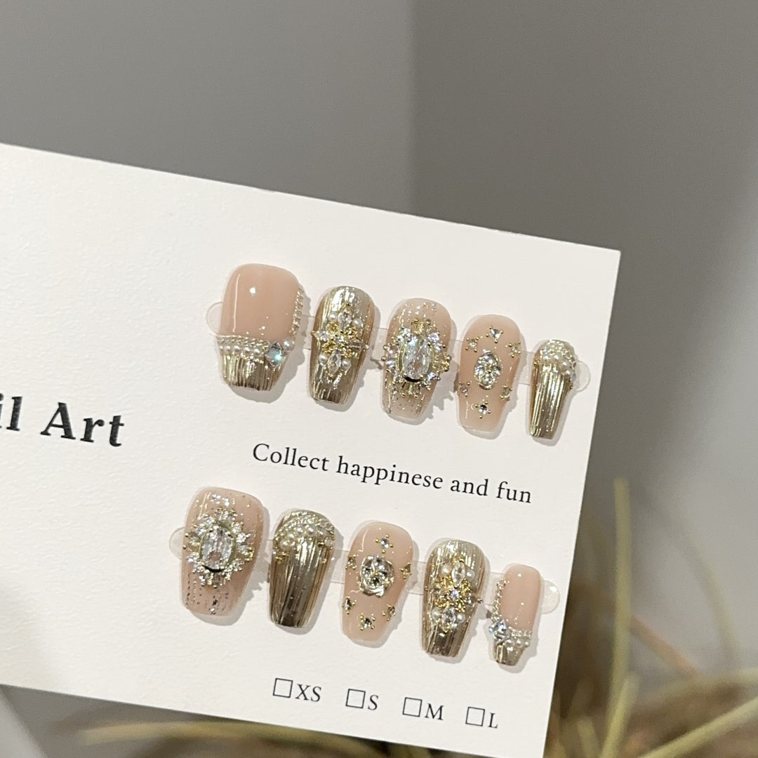 Glamorous Jewel-Embellished Press-On Nail Art