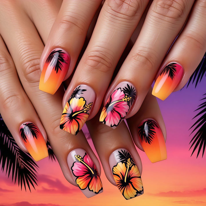 Tropical design artificial nails Stornfield