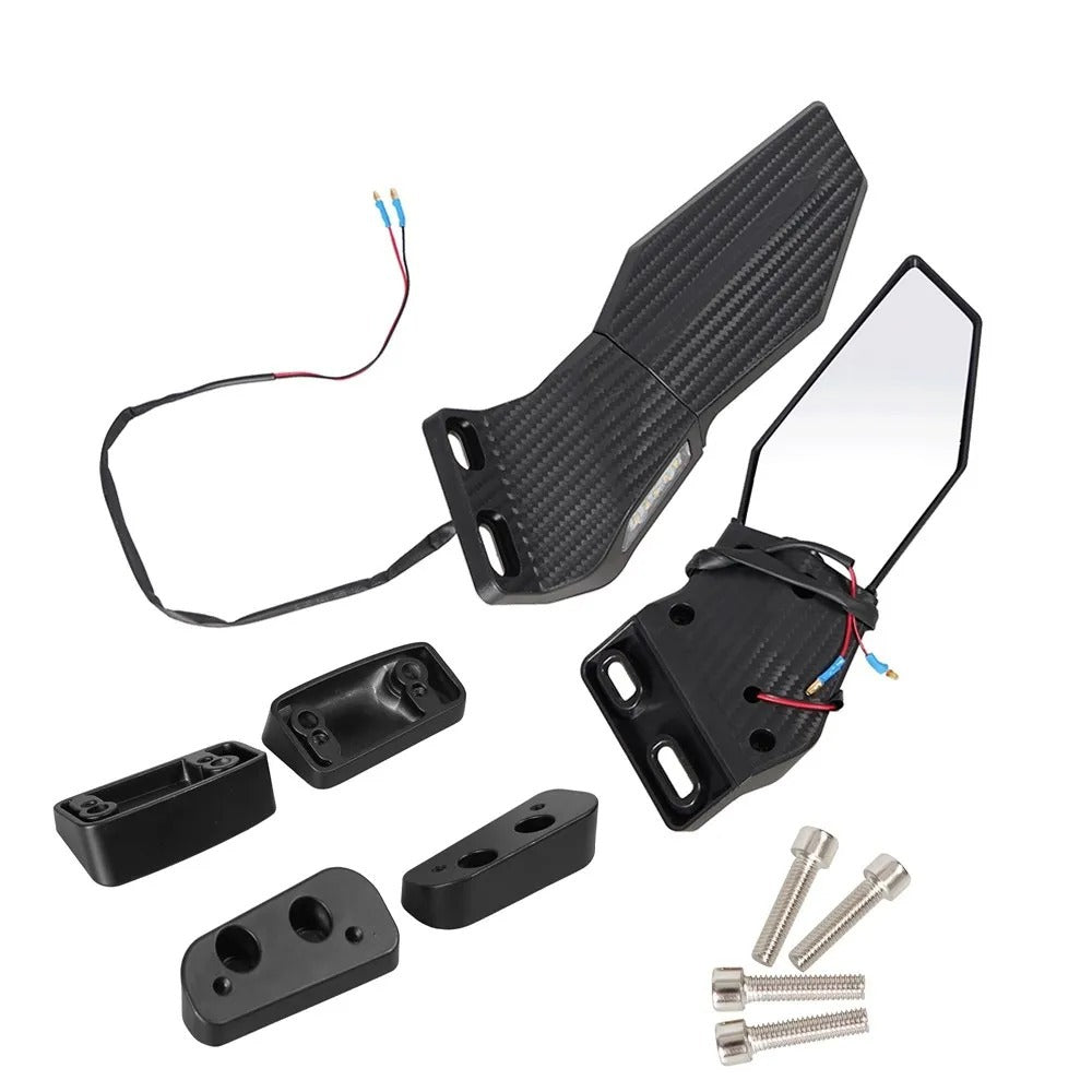 Motorcycle mirror set with integrated LED turn signal Stornfield
