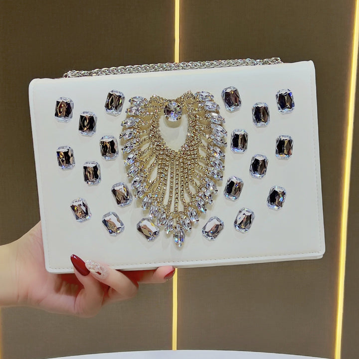 Decorative Crystal-Embellished Evening Clutch