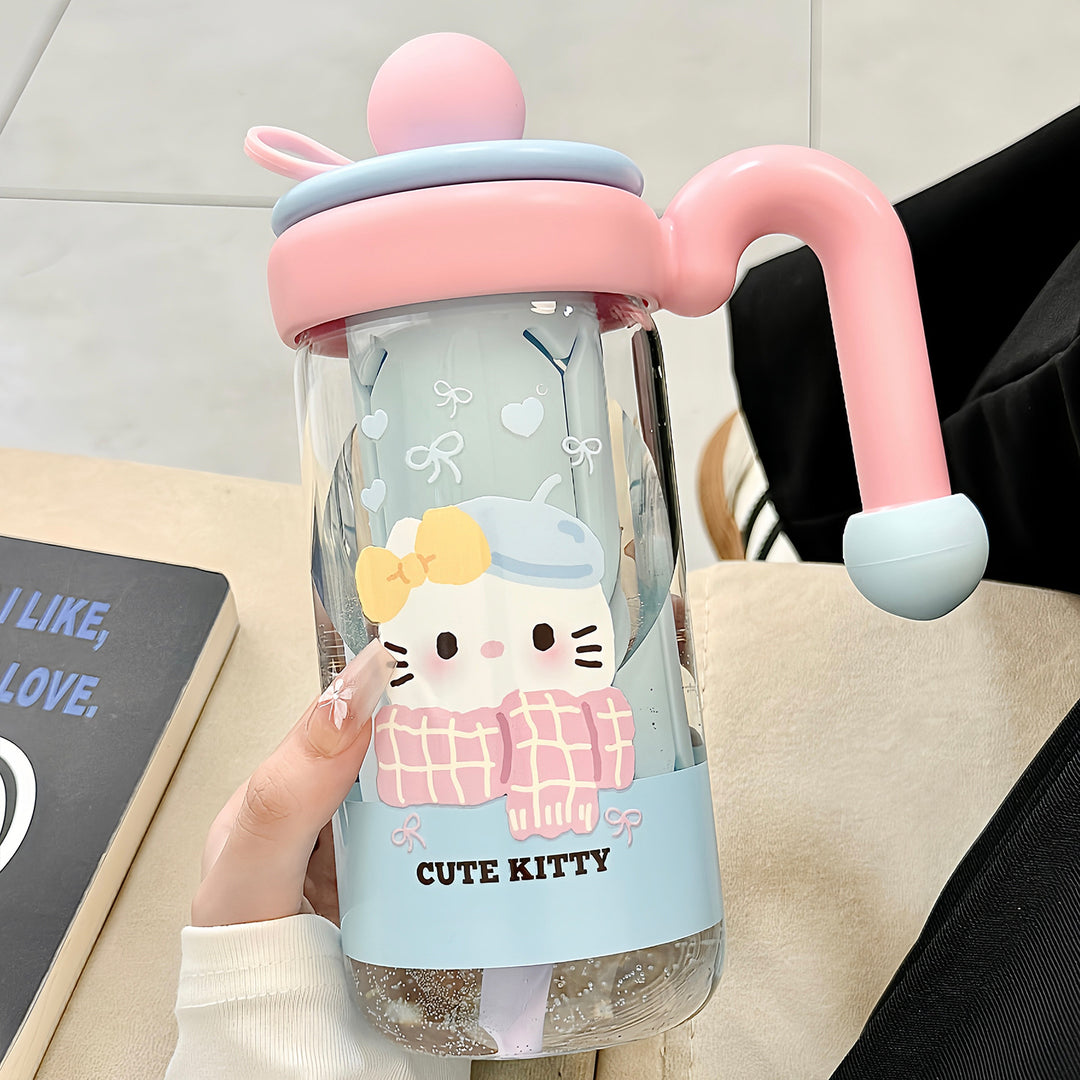 Women's water bottle with playful cat pattern Stornfield