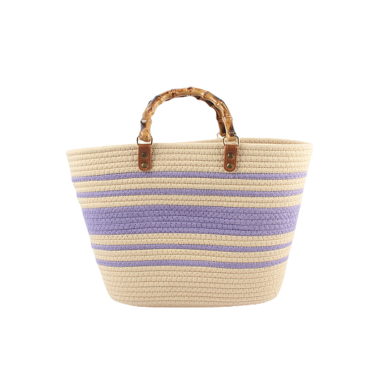 Stylish beach bag with bamboo handles Stornfield