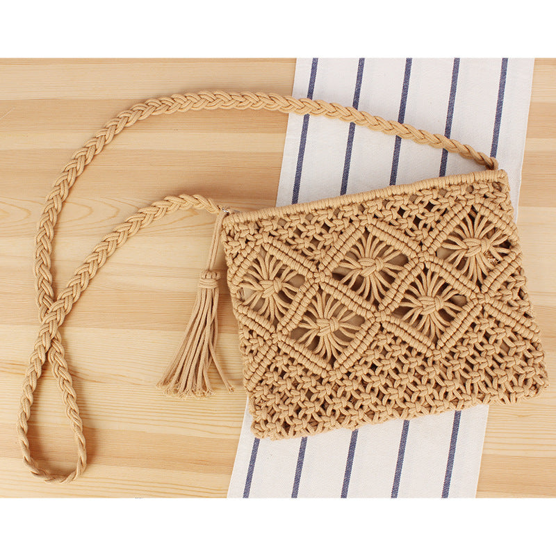 Handcrafted Macrame Shoulder Bag with Tassels Stornfield