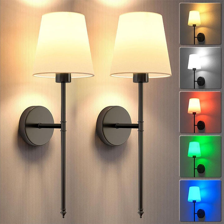 Adjustable Fabric Two-Arm Wall Light Fixture