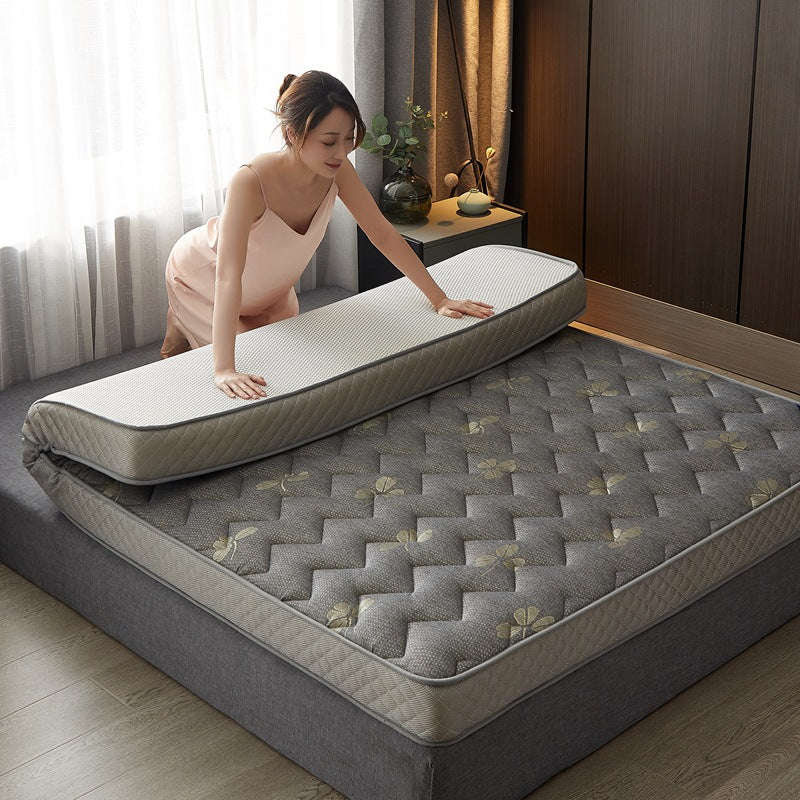 Foldable Quilted Memory Foam Mattress Topper with Breathable Knit Cover & Non-Slip Base