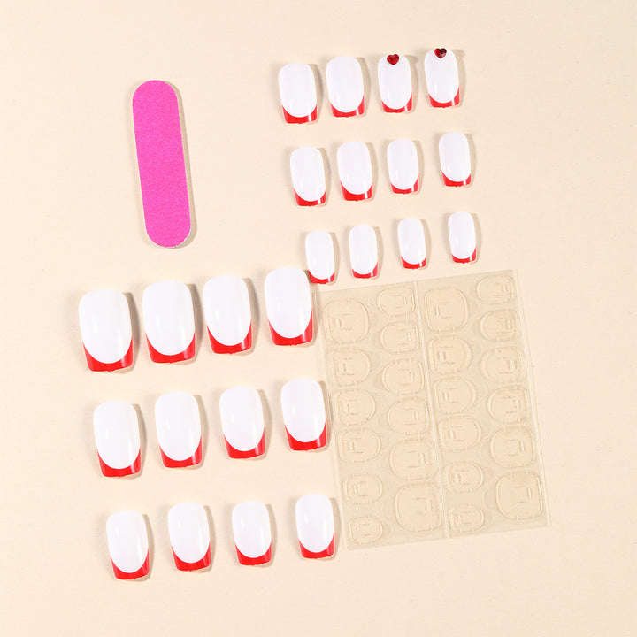 Heart-Accent Acrylic Nail Art Extensions Stornfield