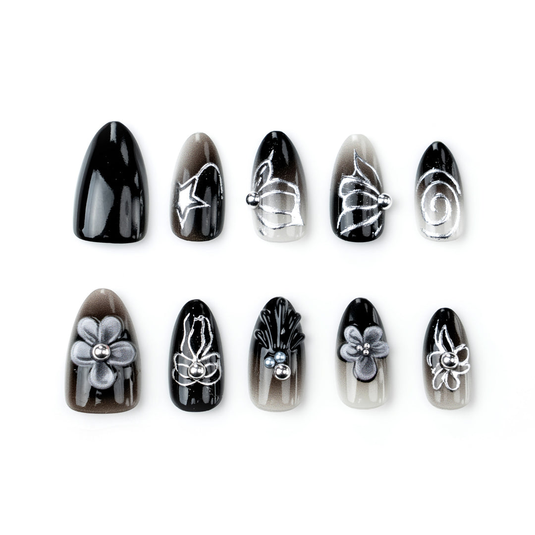 Artistic Floral-Themed Press-On Nail Set