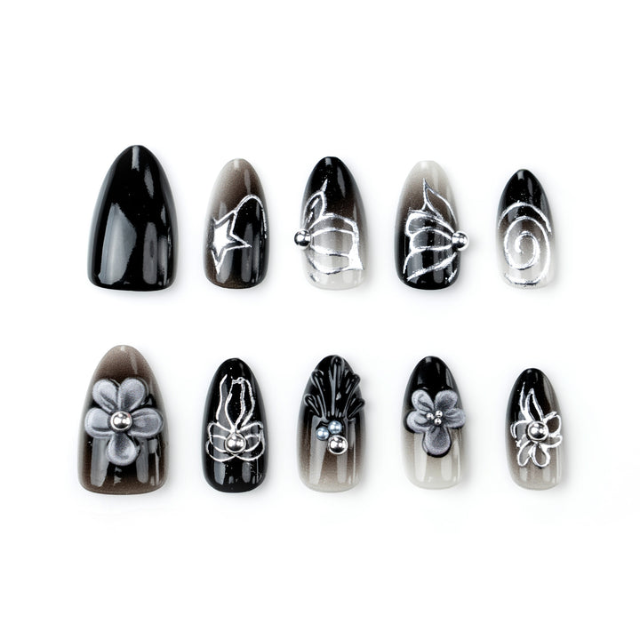 Artistic Floral-Themed Press-On Nail Set