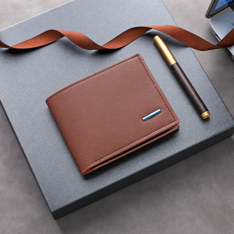 Textured Leather Folded Wallet Stornfield