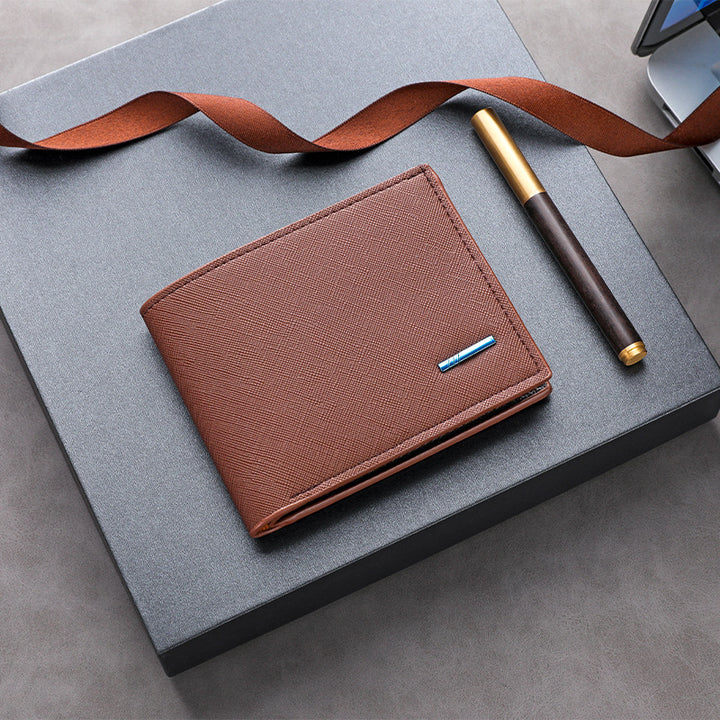 Textured Leather Folded Wallet Stornfield
