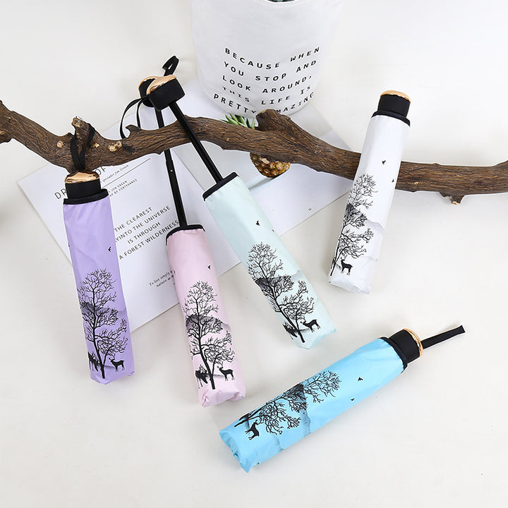 Ladies Foldable Umbrella with Artistic Nature Design Stornfield