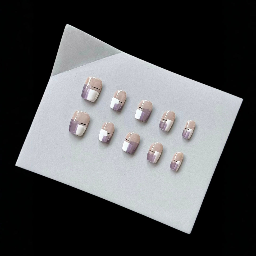 Premium Press-On Nail Set with Modern Geometric Design