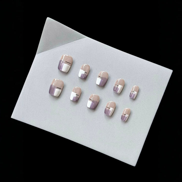 Premium Press-On Nail Set with Modern Geometric Design