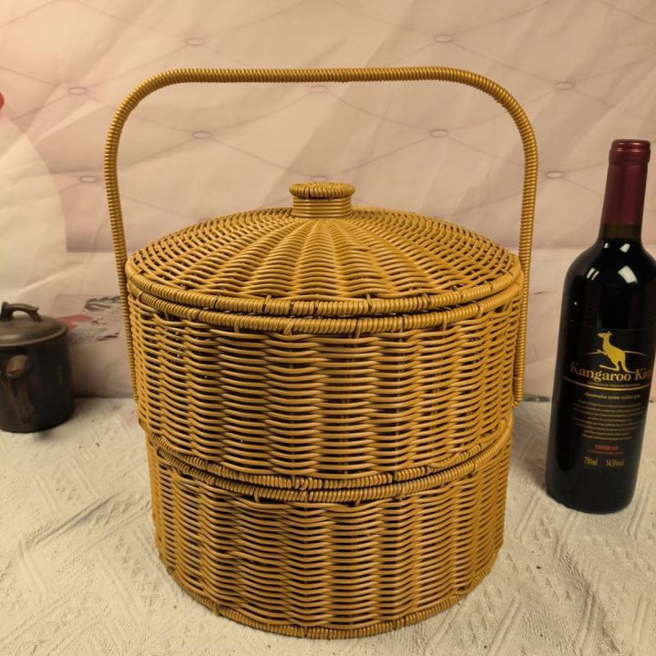 WoElegant Dual-Layer Woven Storage Basket Stornfield
