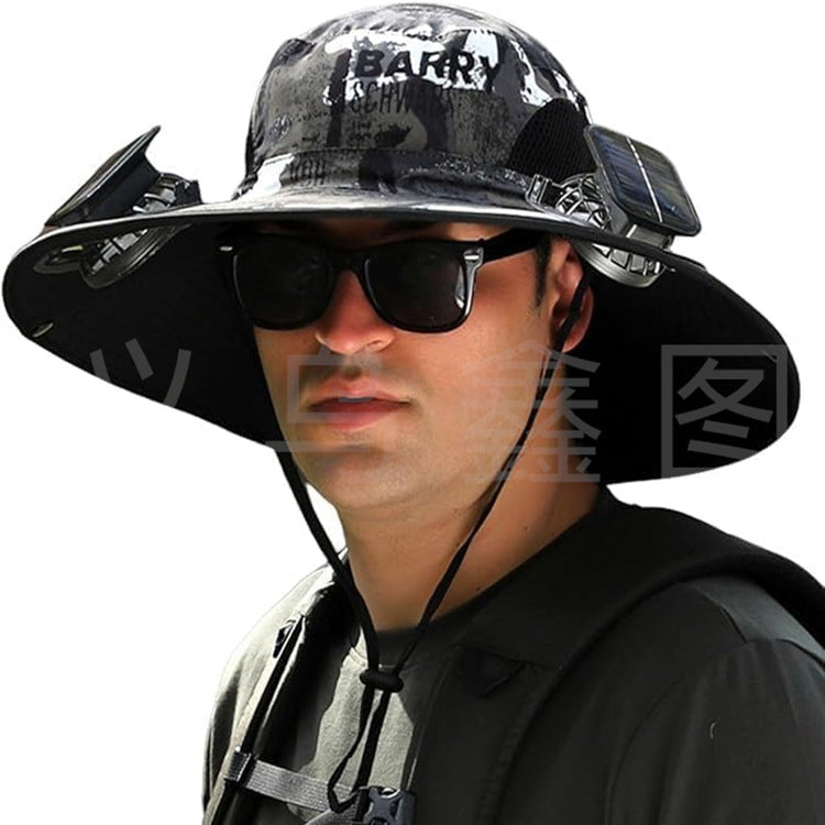 sun hat with solar-powered fan and wide brim Stornfield
