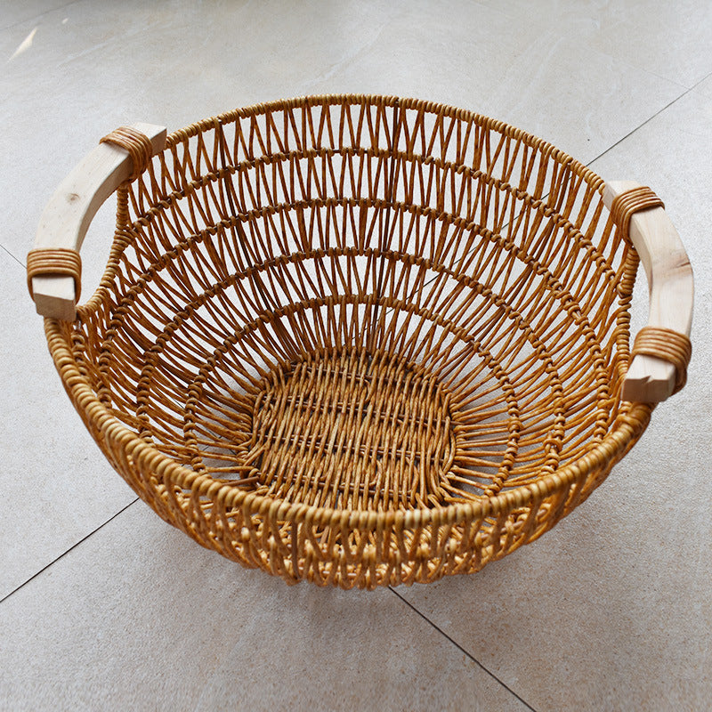 Handcrafted Woven Storage Basket with Wooden Handles Stornfield