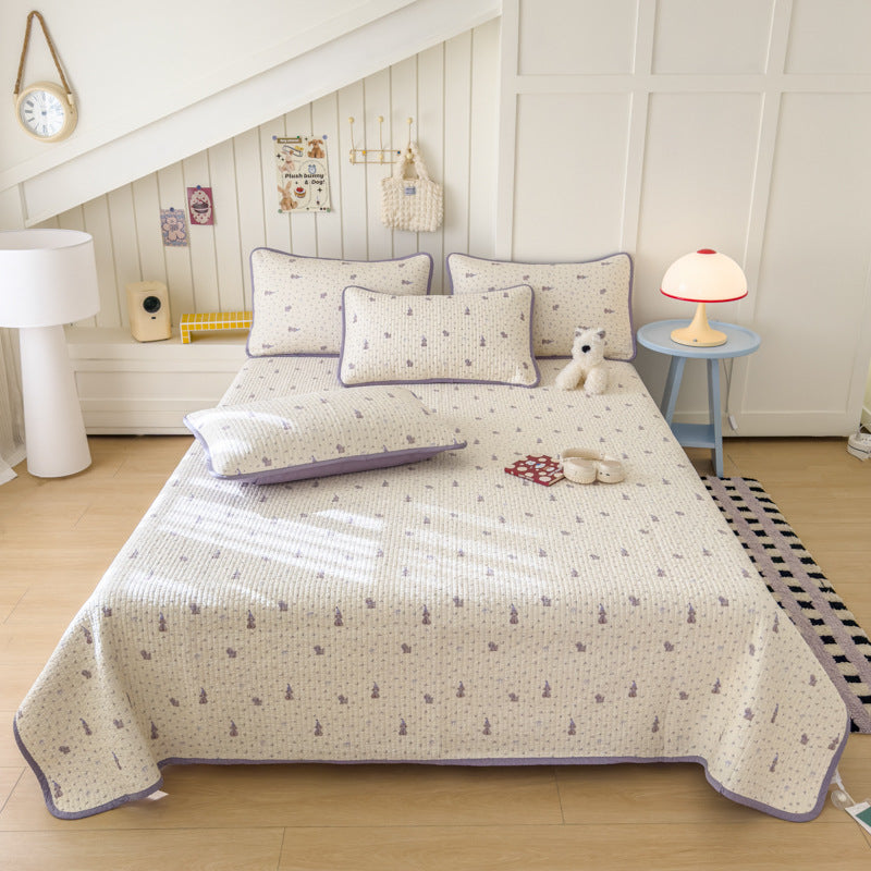 Lightweight Quilted Cotton Bedspread and Mattress Coverlet Set