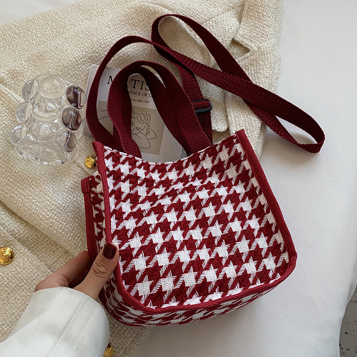Houndstooth Patterned Tote Bag