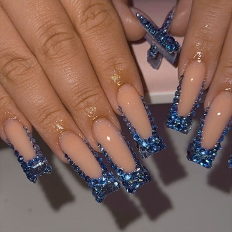 Designer Press-On Nail Set with Rhinestone Accents Stornfield