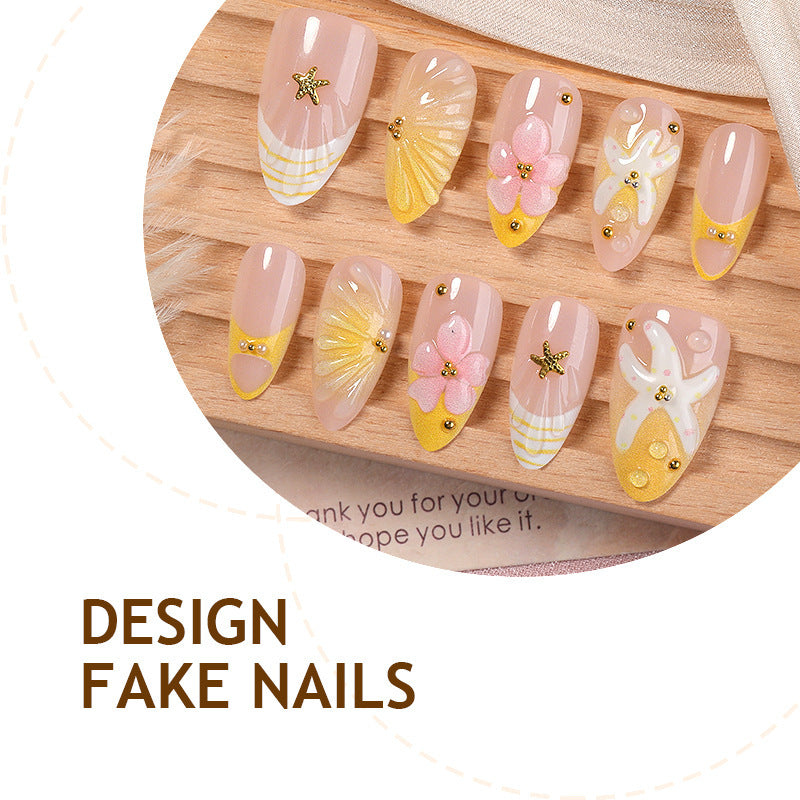 Artificial nail set with floral and maritime accents Stornfield