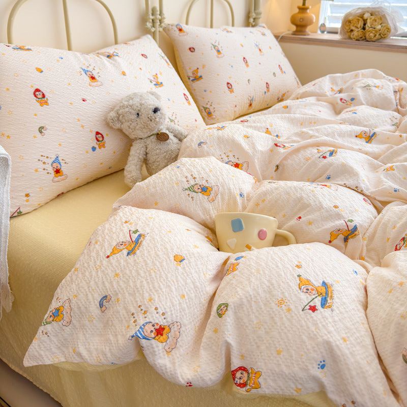 Children's Playful Cartoon Animal Print Bedding Set