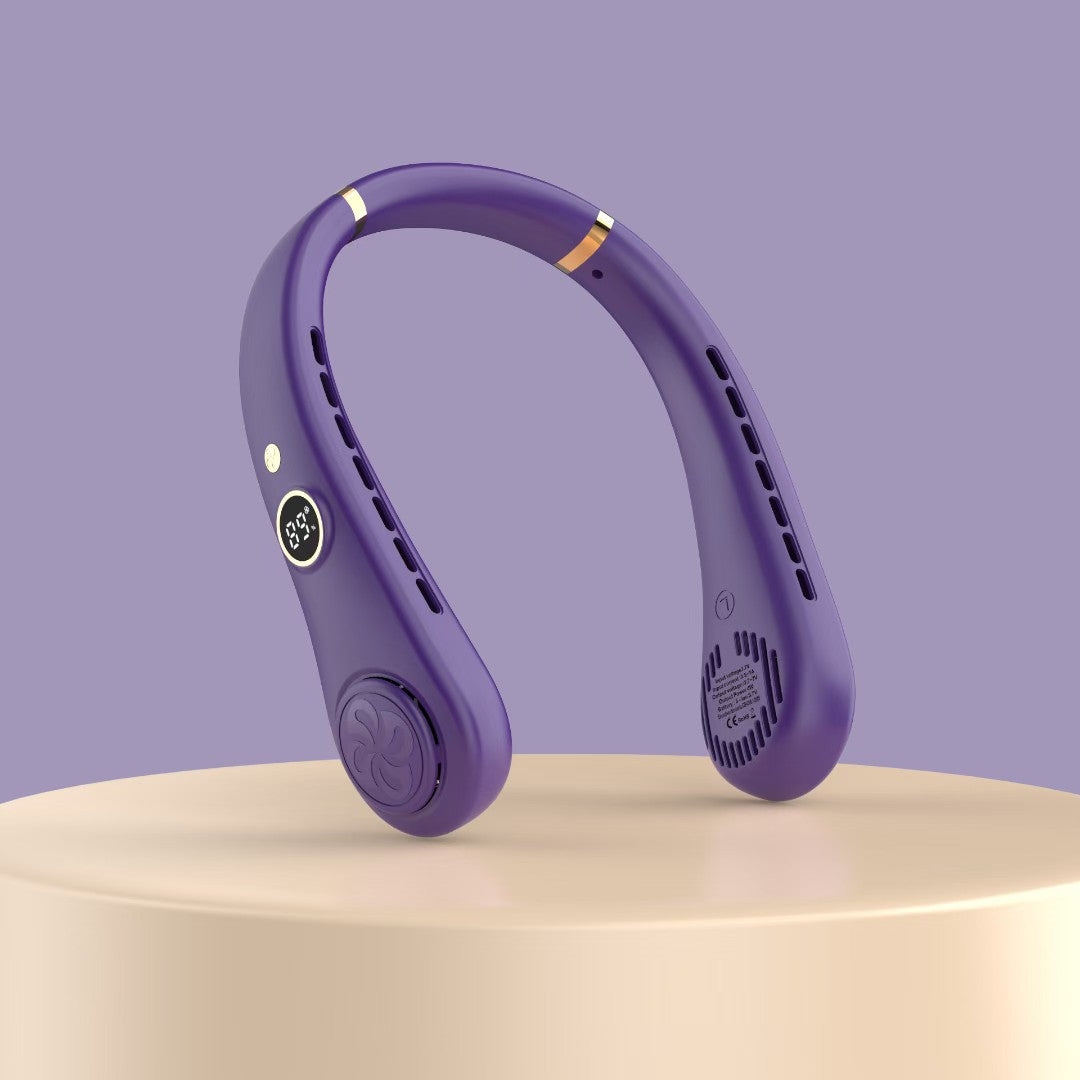 Unisex nan ergonomic hands-free neck fan with LED speed display and dual airflow outlets Stornfield