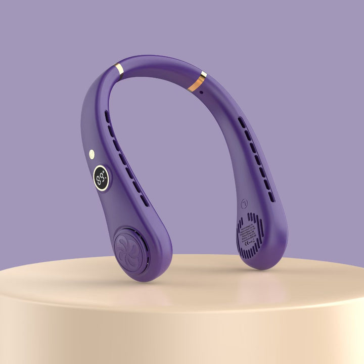 Unisex nan ergonomic hands-free neck fan with LED speed display and dual airflow outlets Stornfield