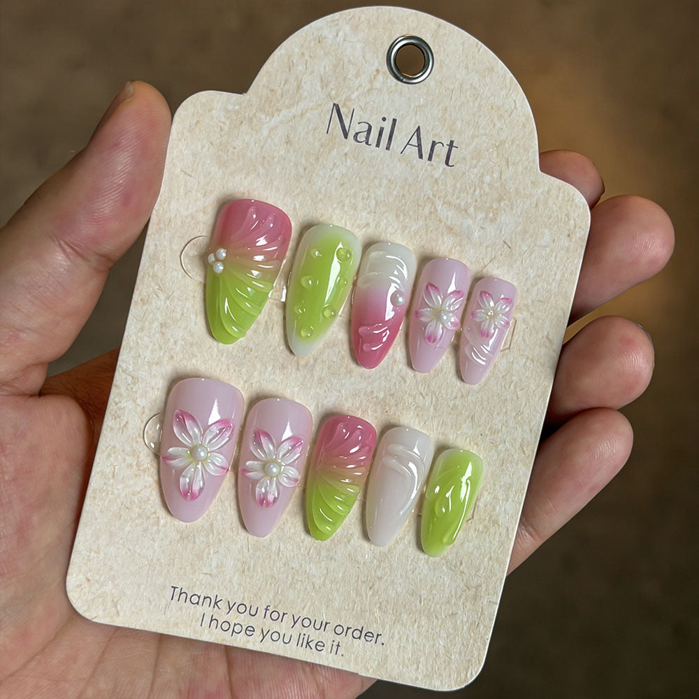 Decorative Floral Artisan Press-On Nails Stornfield