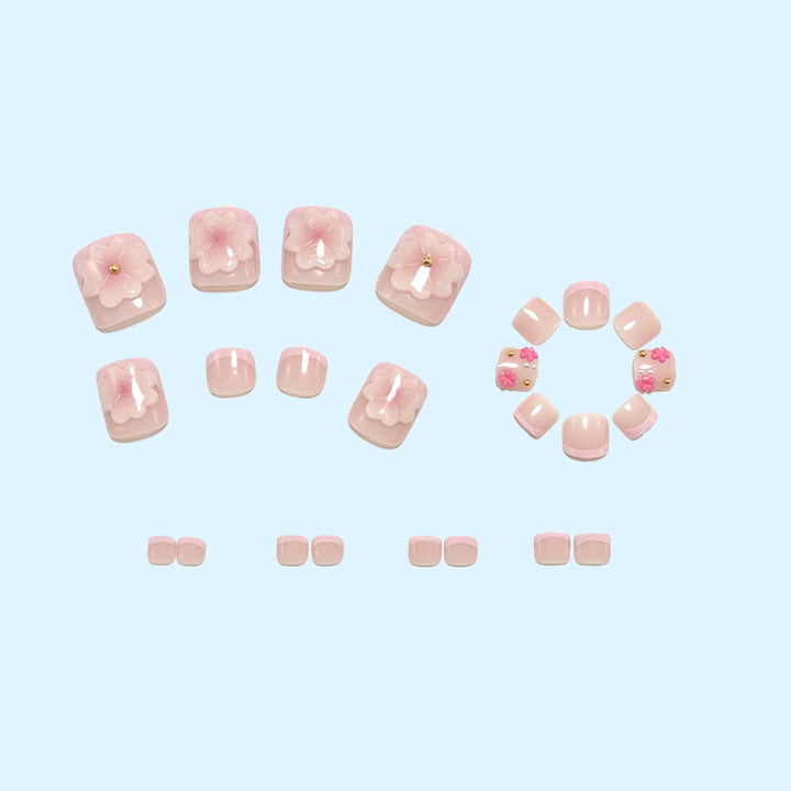 Artistic toenails with 3D flower appliqués Stornfield