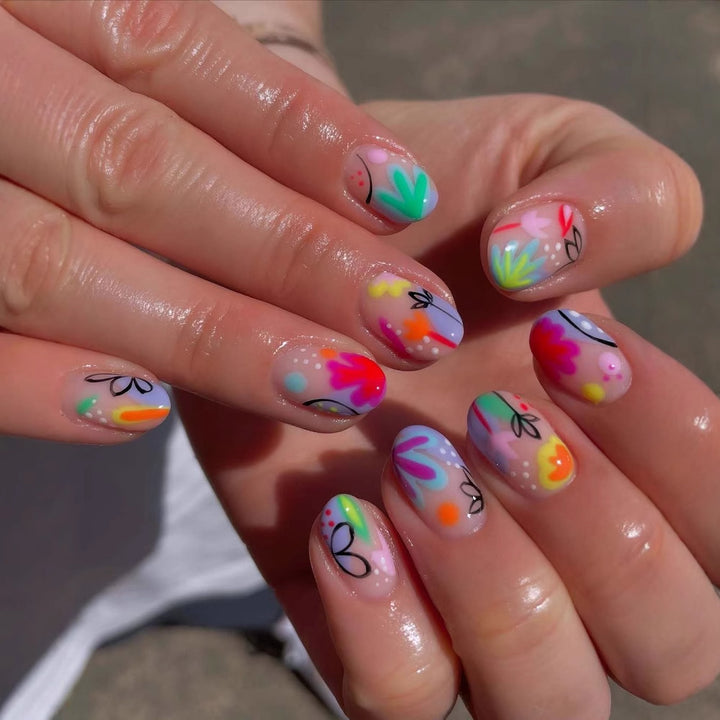 Creative Nail Art Set with Colorful Flower Designs Stornfield